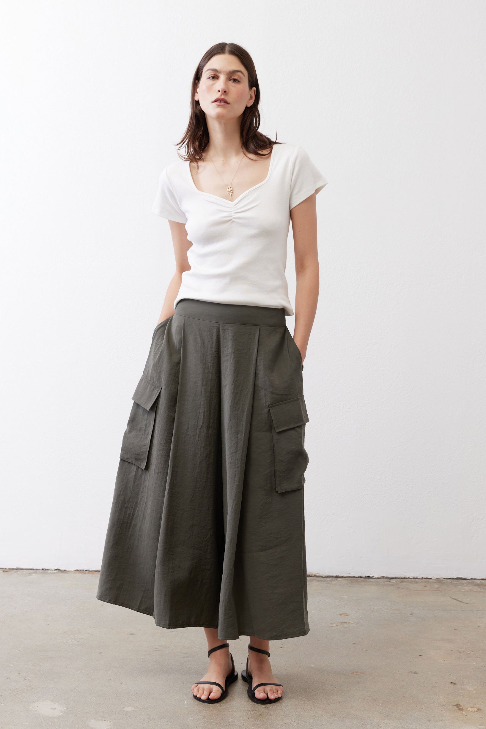 Dipped Square Neck Top | Ivory – Ruti