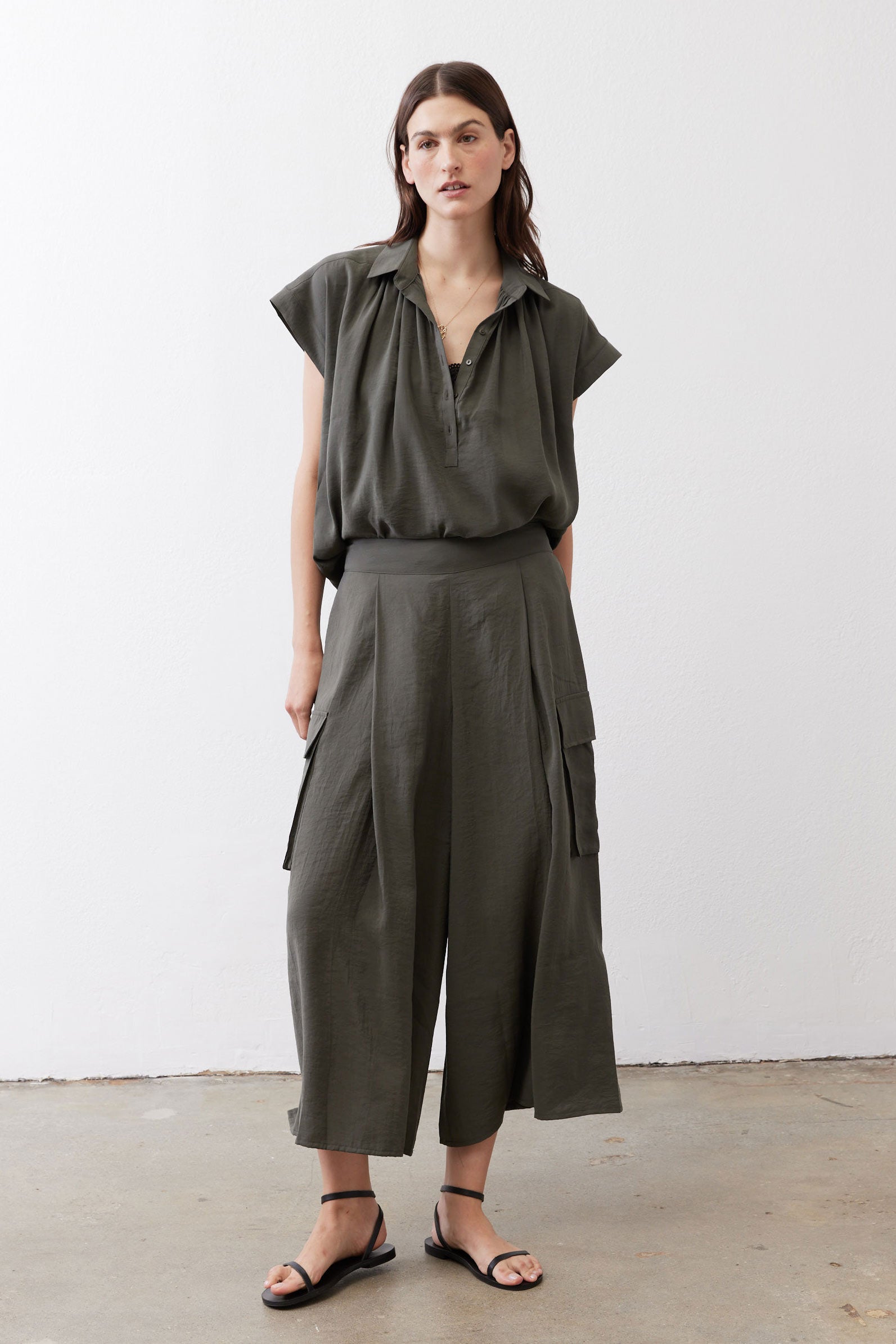 Light Poplin Cargo Skirt Pants