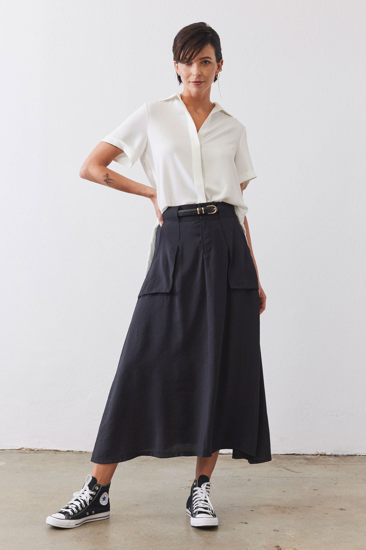 Light Poplin Utility Skirt