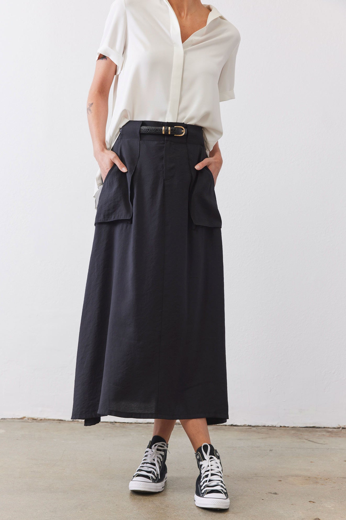 Light Poplin Utility Skirt