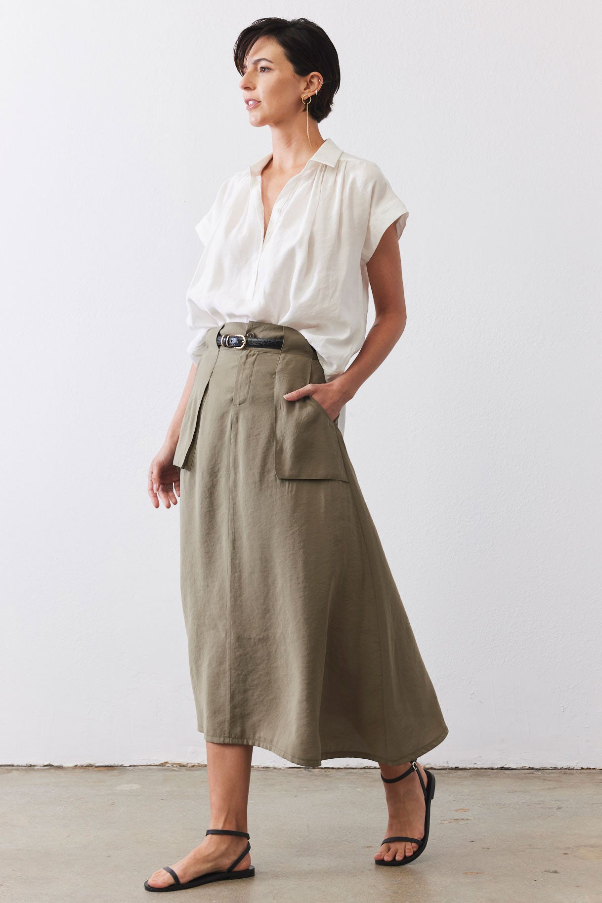 Light Poplin Utility Skirt