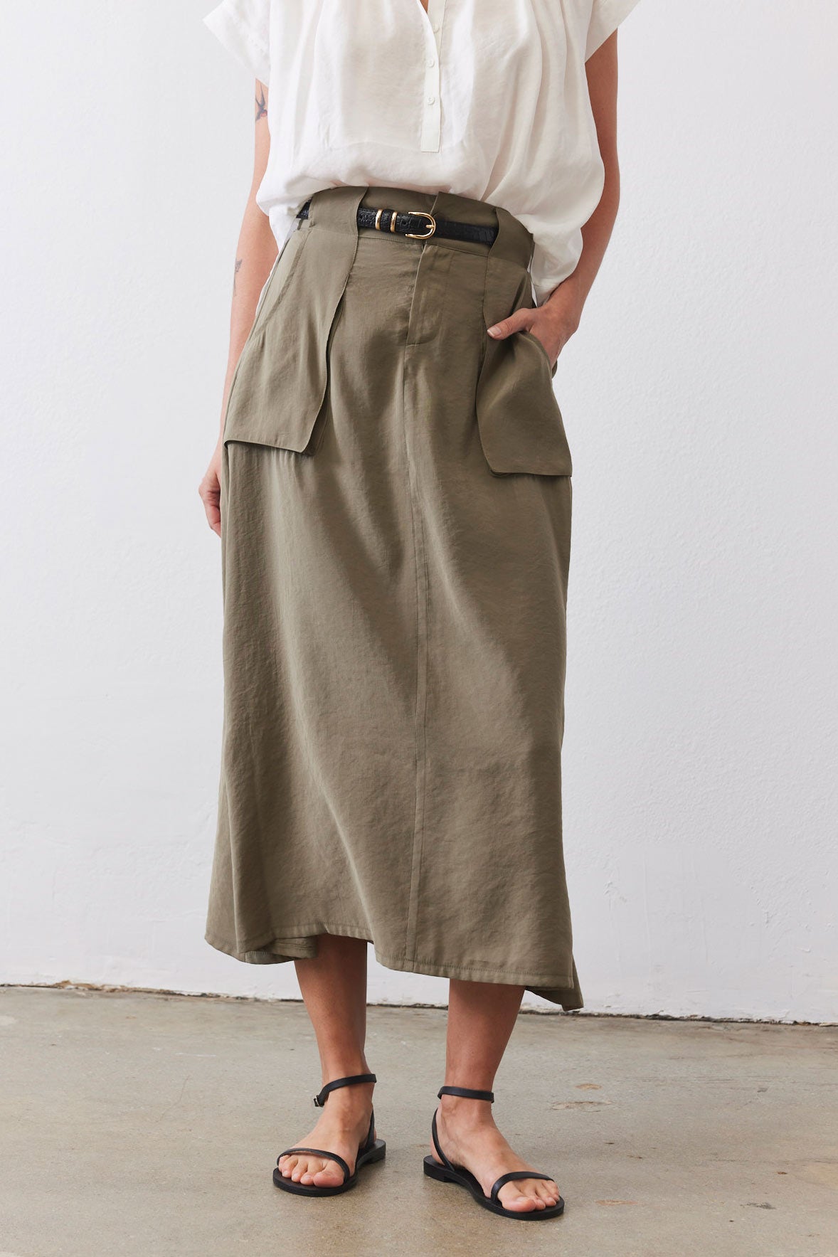 Light Poplin Utility Skirt