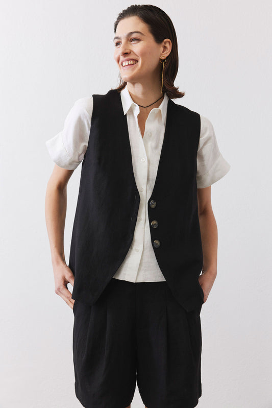 The Linen Button Vest