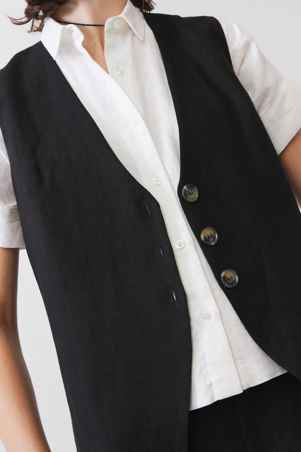 The Linen Button Vest