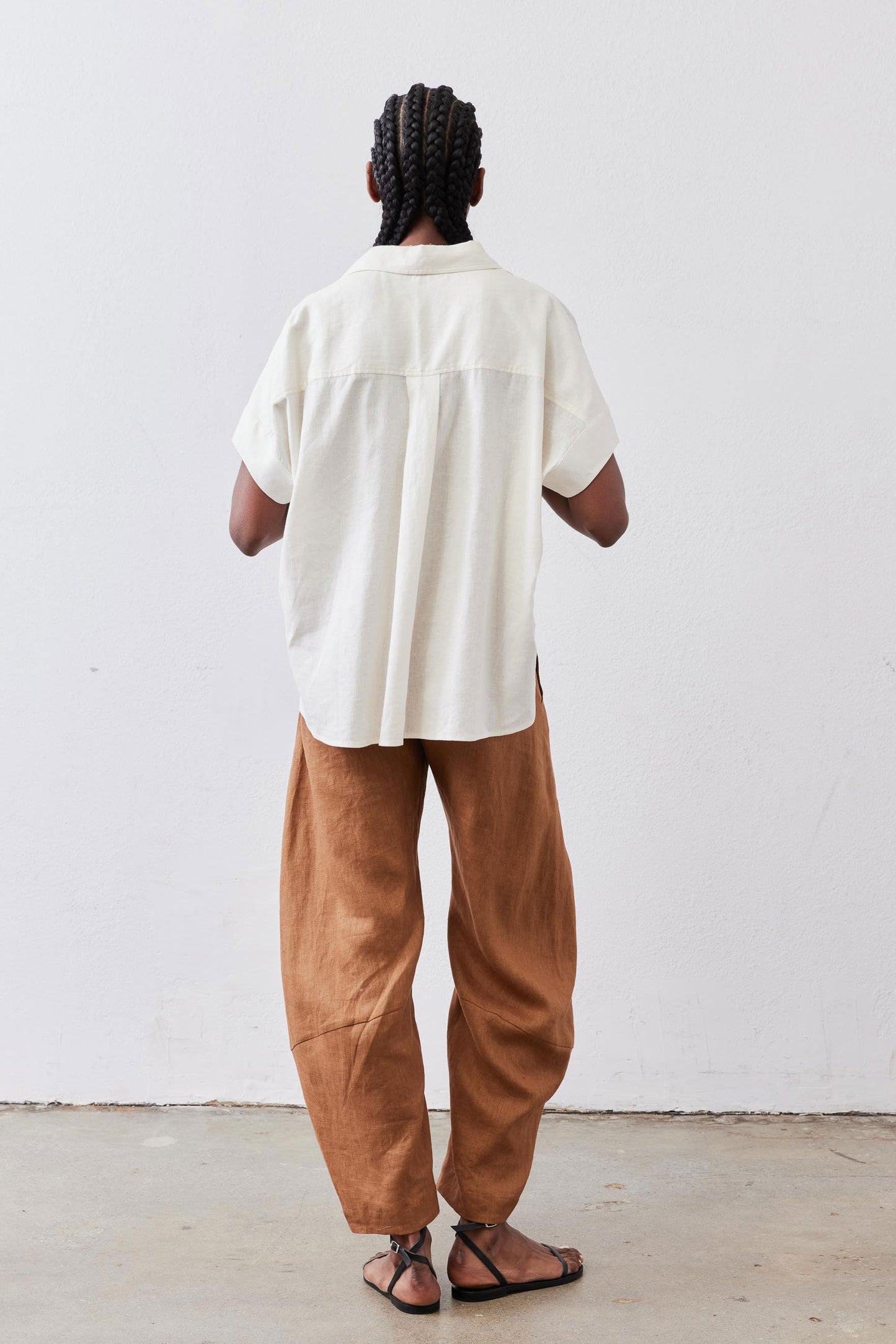 Pullover Short Sleeve Linen Blouse
