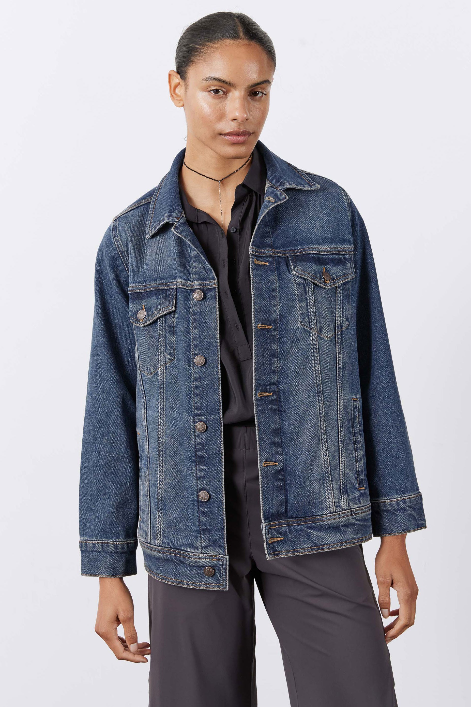 Long Line Denim Jacket | Midtown Medium Wash – Ruti