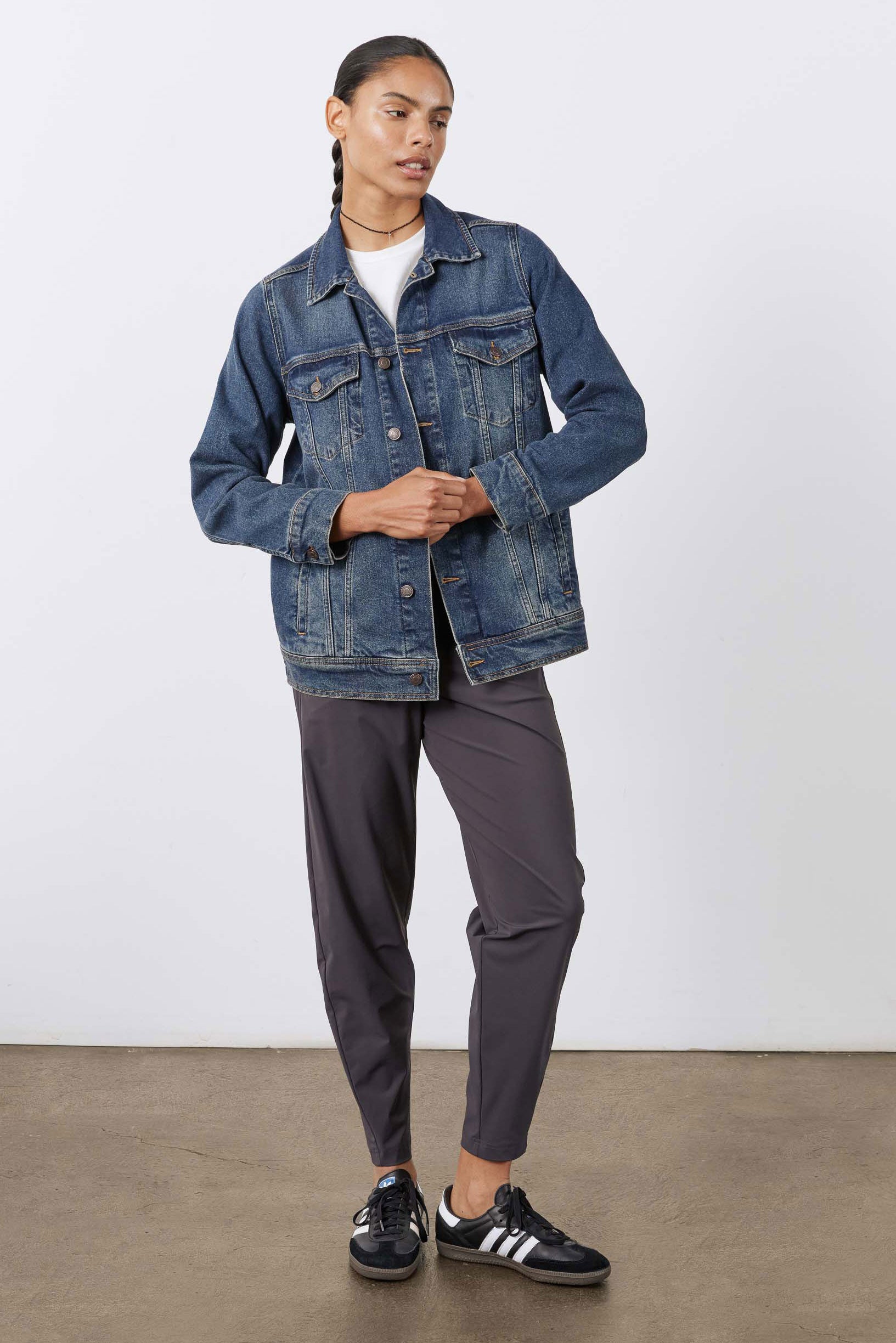 Long Line Denim Jacket Midtown Medium Wash / XS Long Line Denim Jacket Midtown Medium Wash / XS
