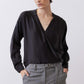 Long Sleeve Wrap Washable Silk Blouse