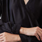 Long Sleeve Wrap Washable Silk Blouse