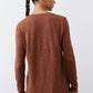 Bark brown long sleeve top, back view with curved hemline