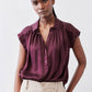 Malbec oversized silk blouse with short sleeves, button-front, relaxed drape