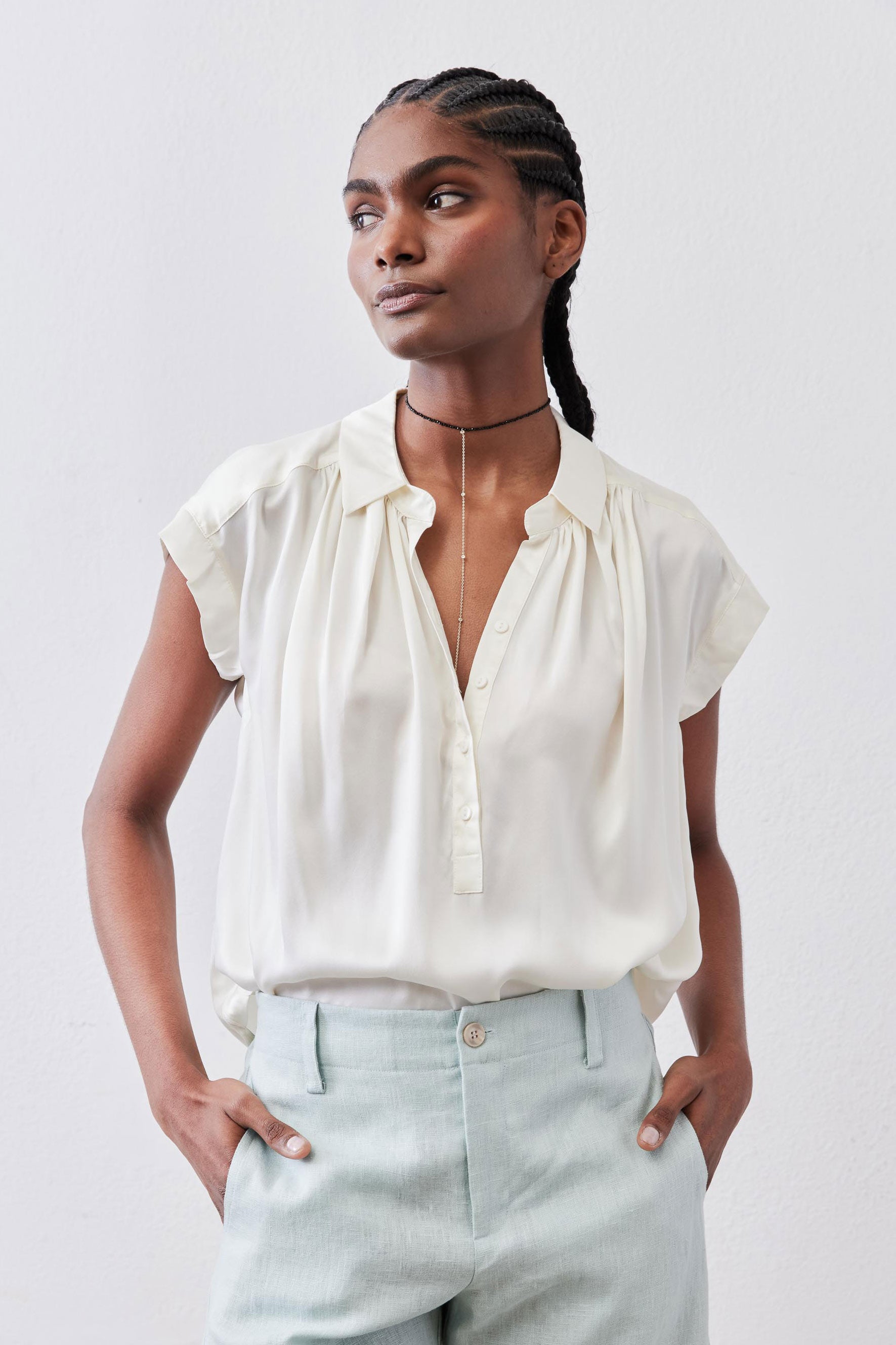 Nonchalant Oversized Silk Blouse