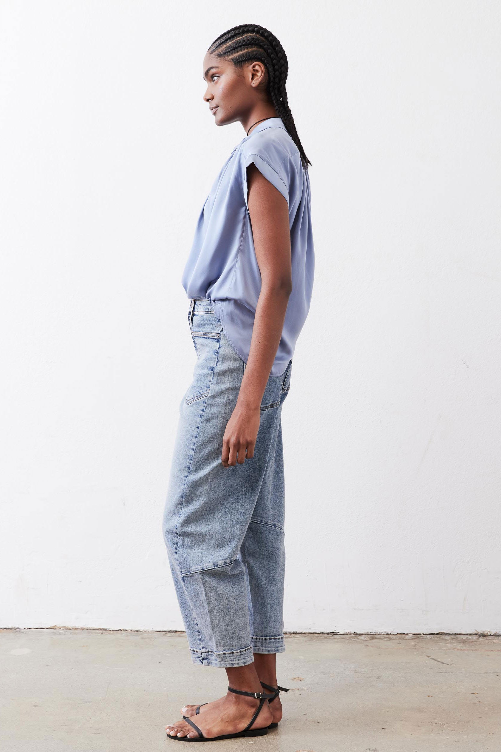 The Nonchalant Oversized Silk Blouse | Steel Blue – Ruti