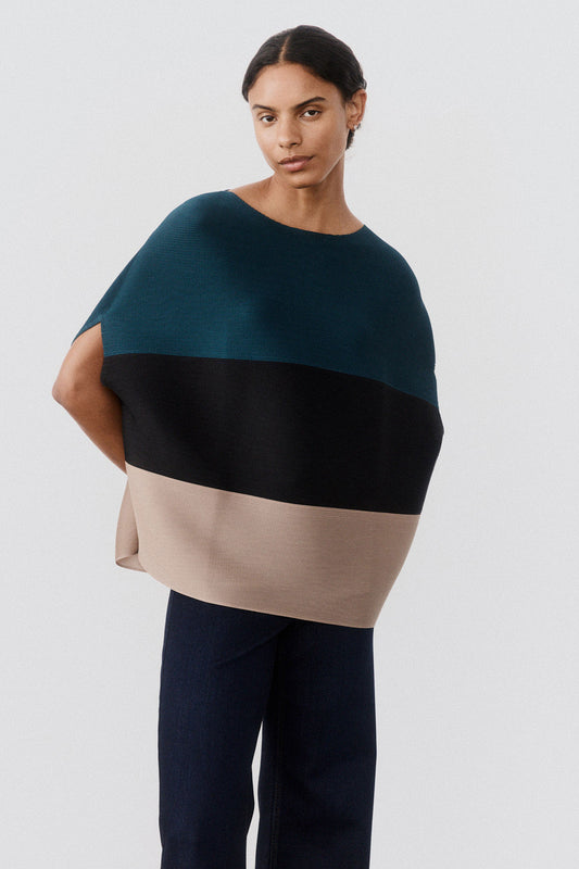 Pleated Colorblock Top