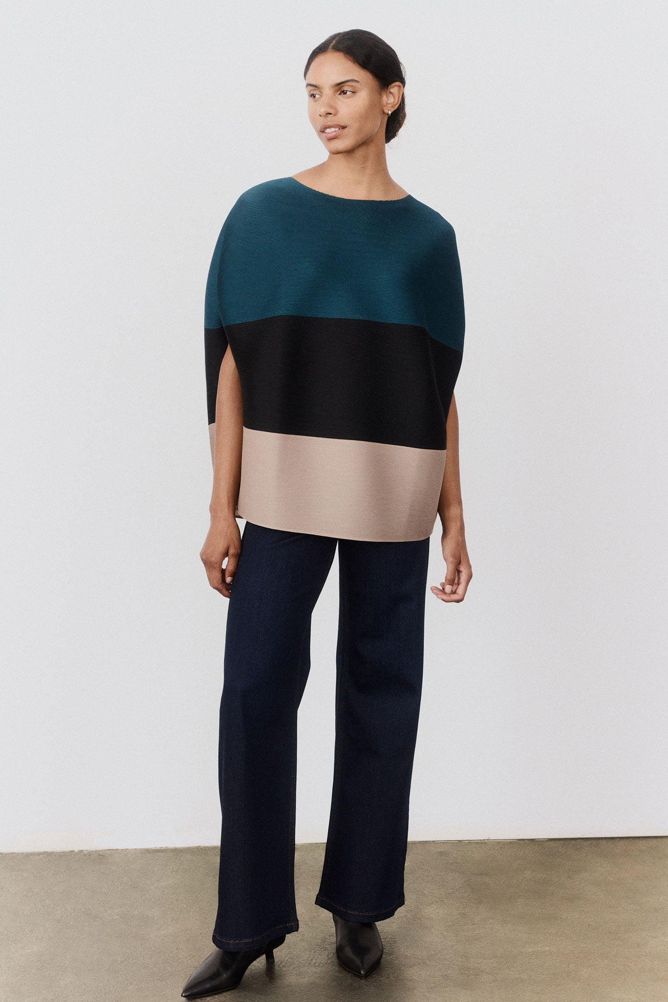 Pleated Colorblock Top
