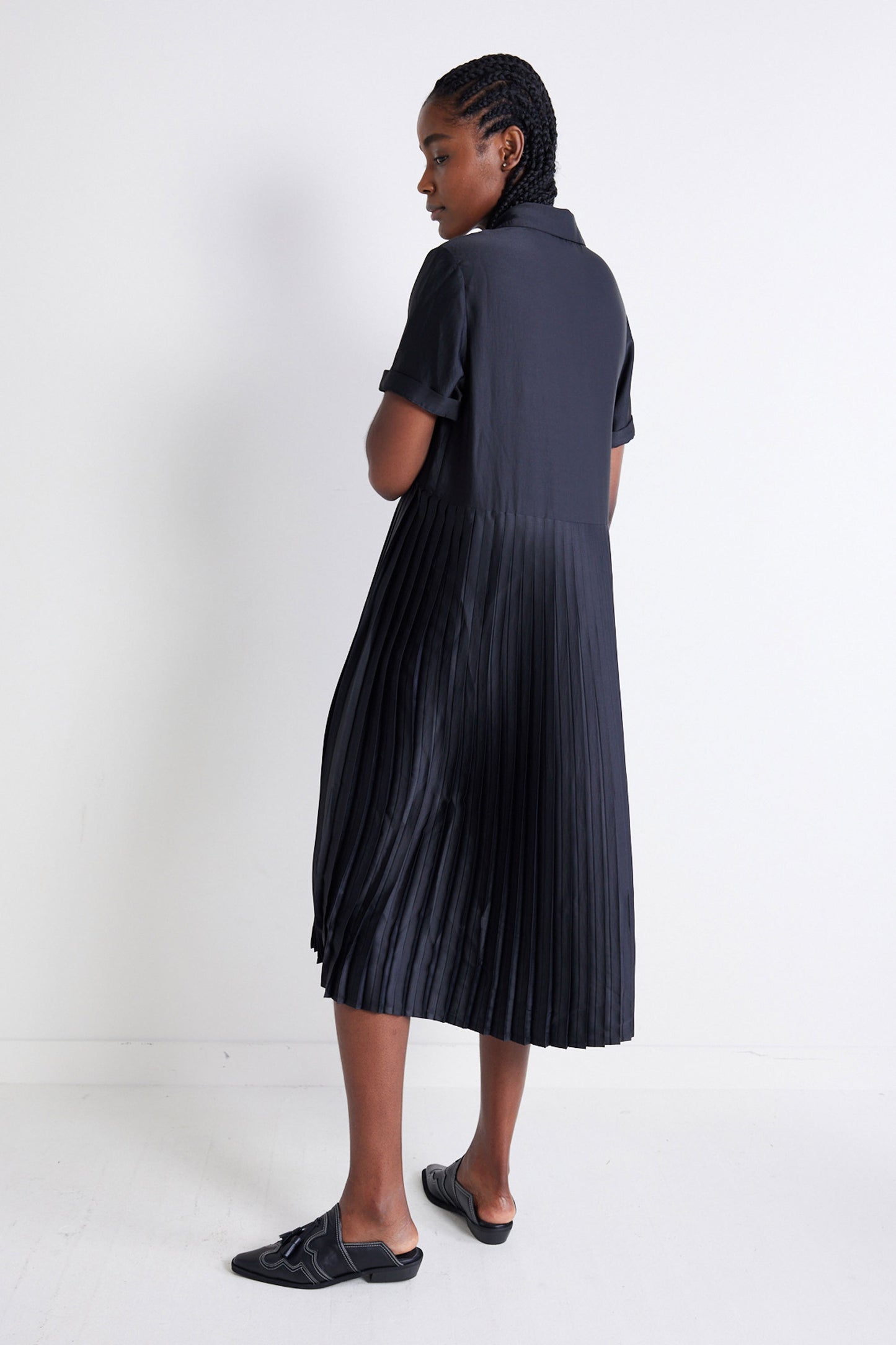 One-Sided Pleated Slinky Dress