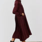 One-Sided Pleated Slinky Long Sleeve Dress
