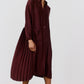 One-Sided Pleated Slinky Long Sleeve Dress