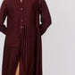 One-Sided Pleated Slinky Long Sleeve Dress