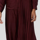 One-Sided Pleated Slinky Long Sleeve Dress