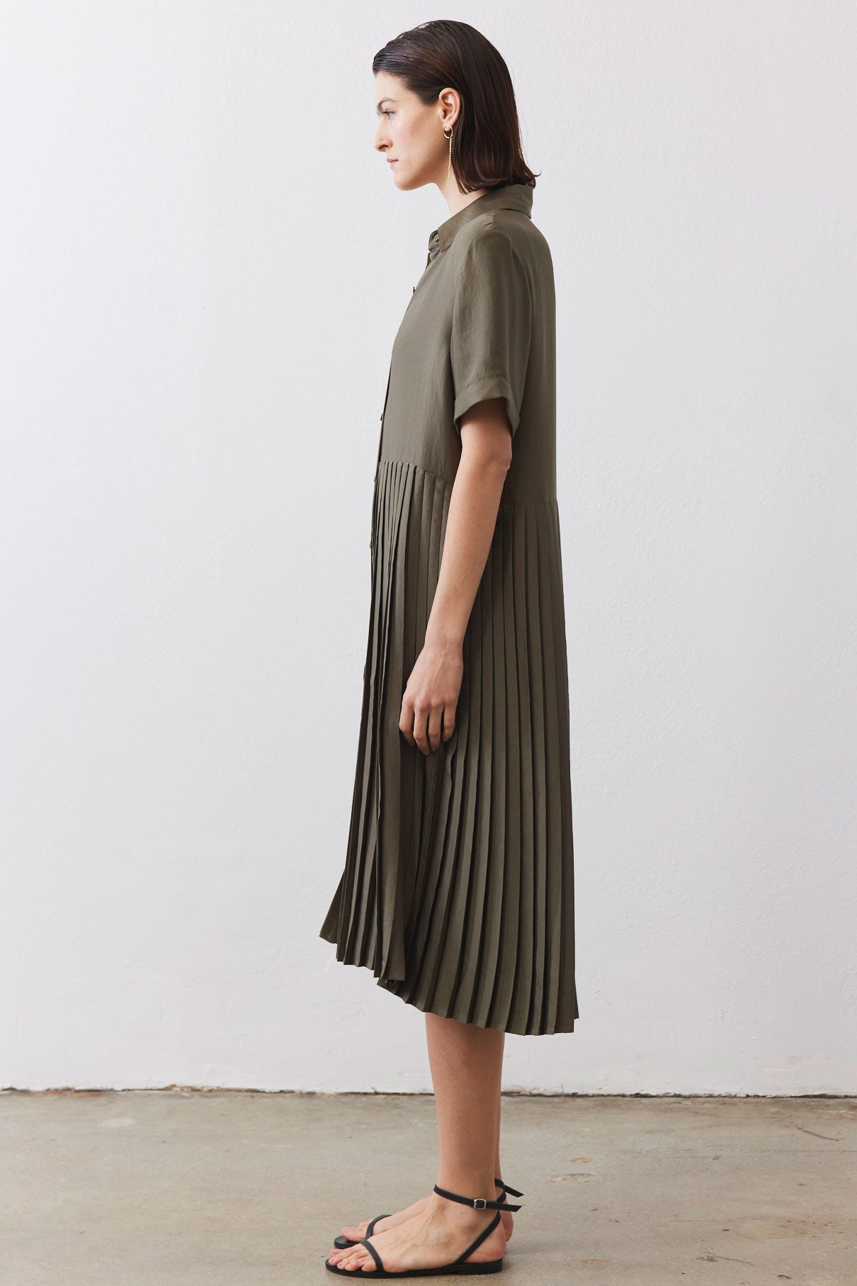 One-Sided Pleated Slinky Dress