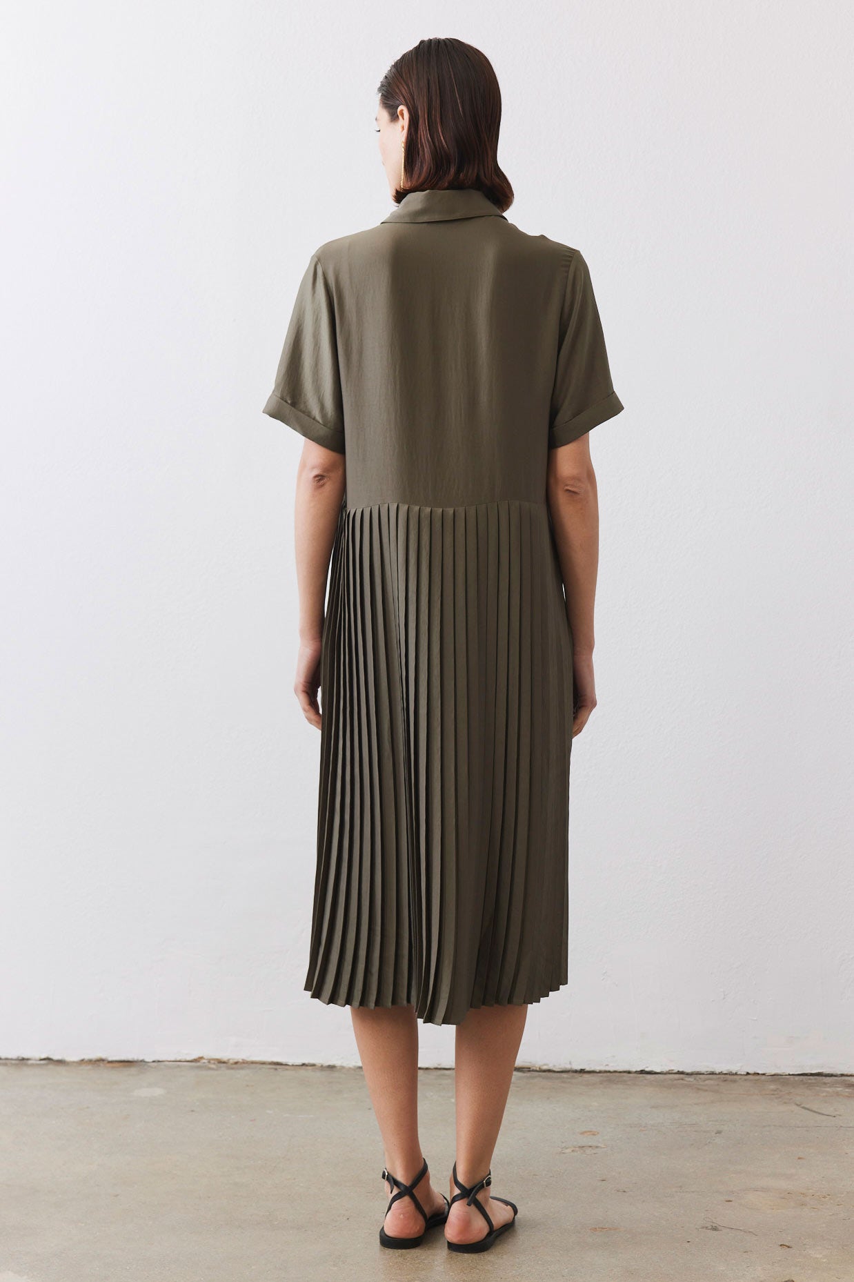 One-Sided Pleated Slinky Dress