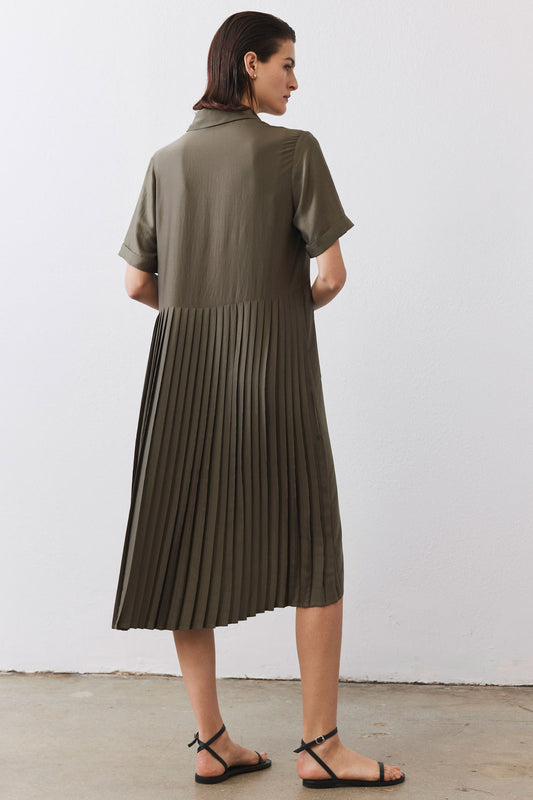 One-Sided Pleated Slinky Dress