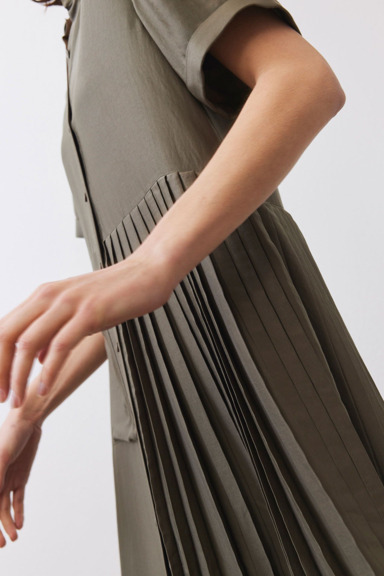 One-Sided Pleated Slinky Dress