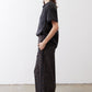 Loose work pants in dark leopard print with relaxed straight legs and elastic waist