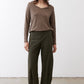 Relaxed long work pants in dark olive green, full-length straight legs
