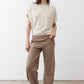 Walnut work pants with roomy straight legs and elastic waist