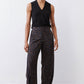Loose work pants in dark leopard print with side seam details and relaxed leg shape