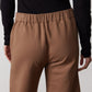 Mocha work scuba pants with elastic waistband and gathered back