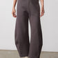 Storm gray work scuba pants with wide leg and clean straight drape