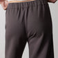 Storm gray work scuba pants detail: elastic waistband with stitched seams