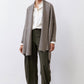 Sea gray open-knit cardigan with draped open front and asymmetrical hem