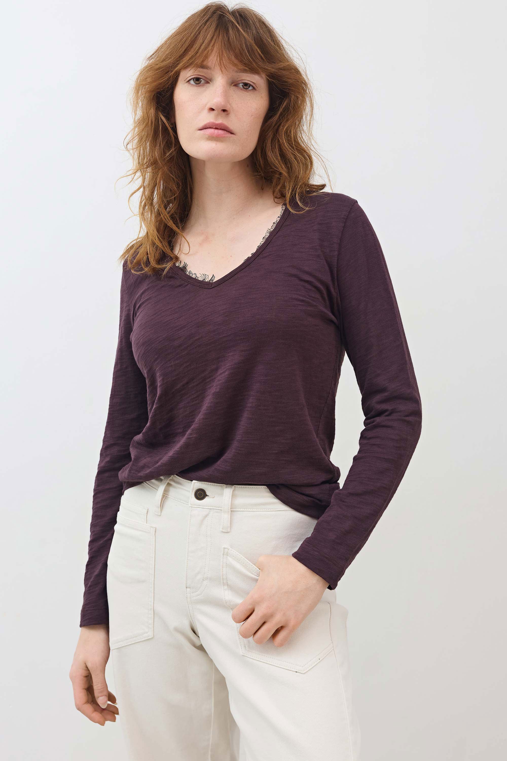 Out Under Lace Trim Long Sleeve