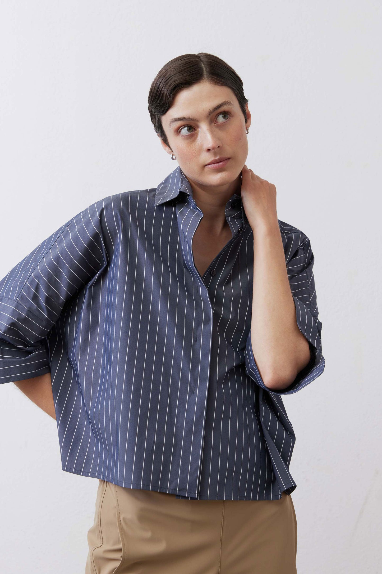 Oversized Cropped Button Up