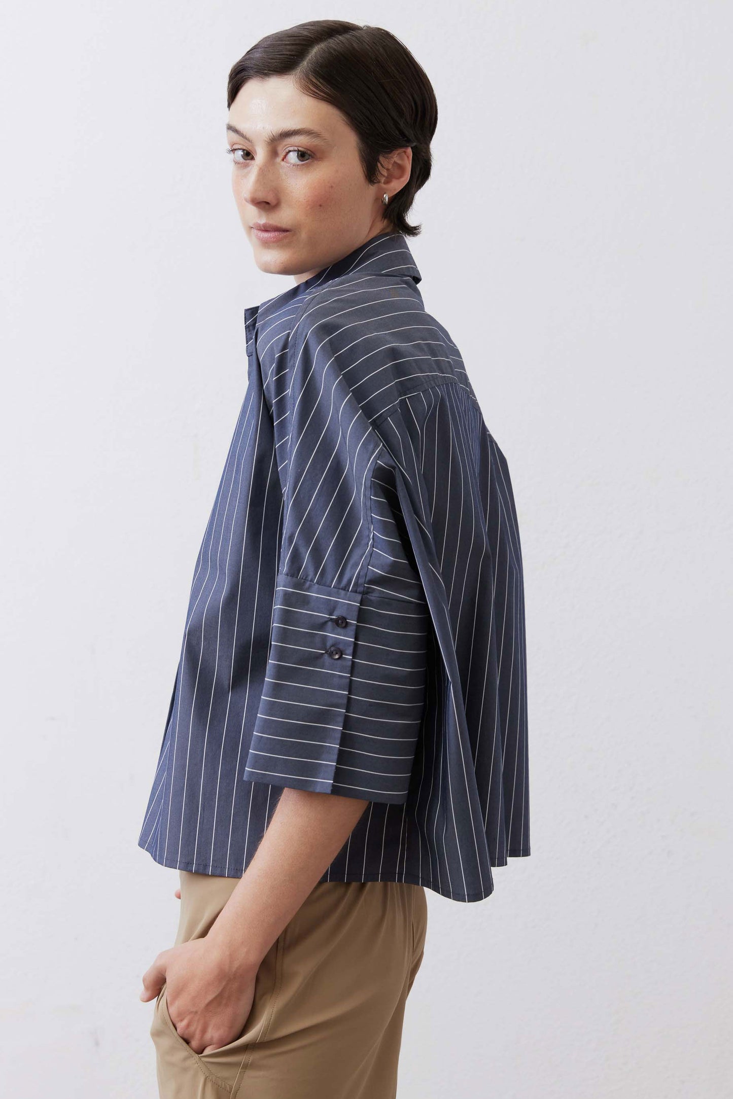 Oversized Cropped Button Up