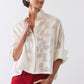 Oversized Geo Sheer Cropped Blouse