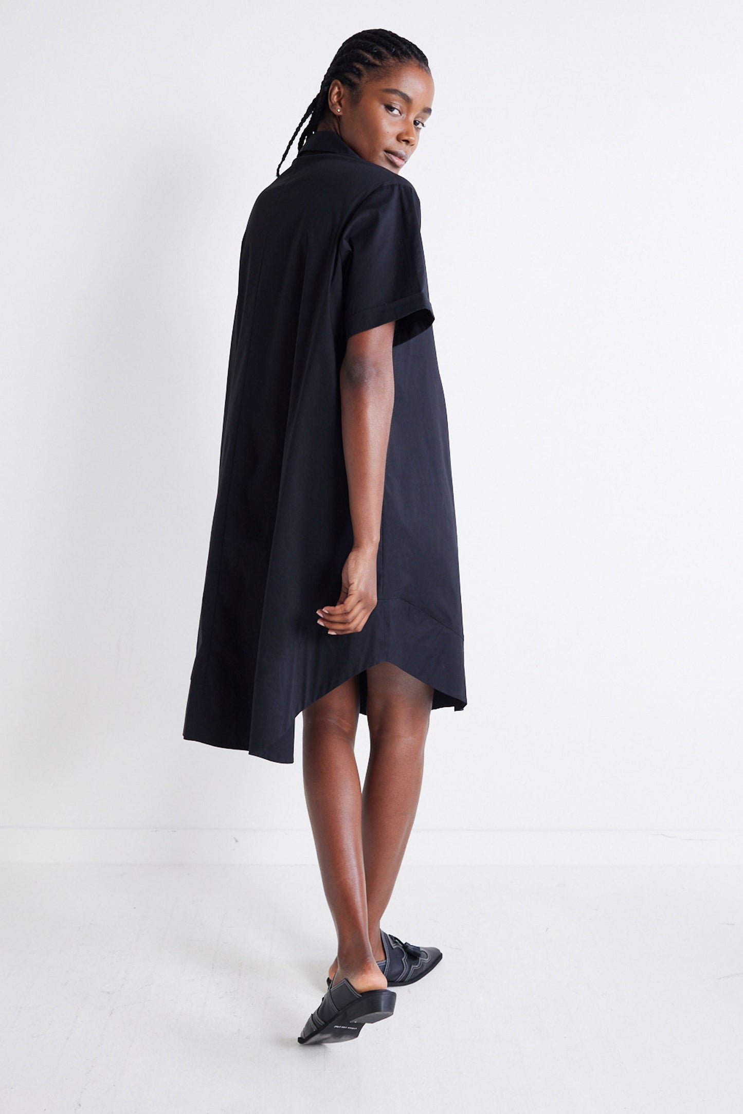 Oversized Pinch Waist Poplin Dress