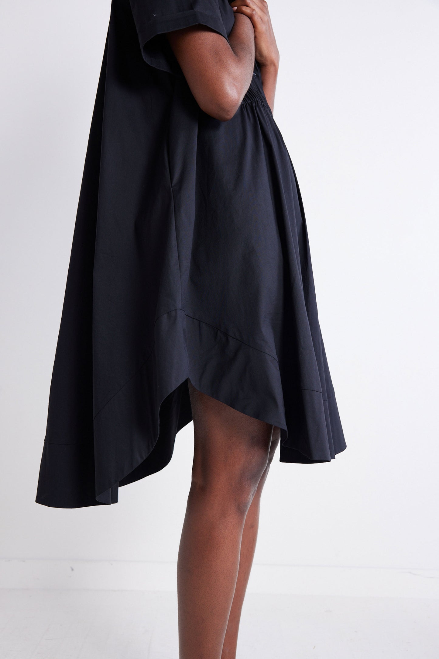 Oversized Pinch Waist Poplin Dress