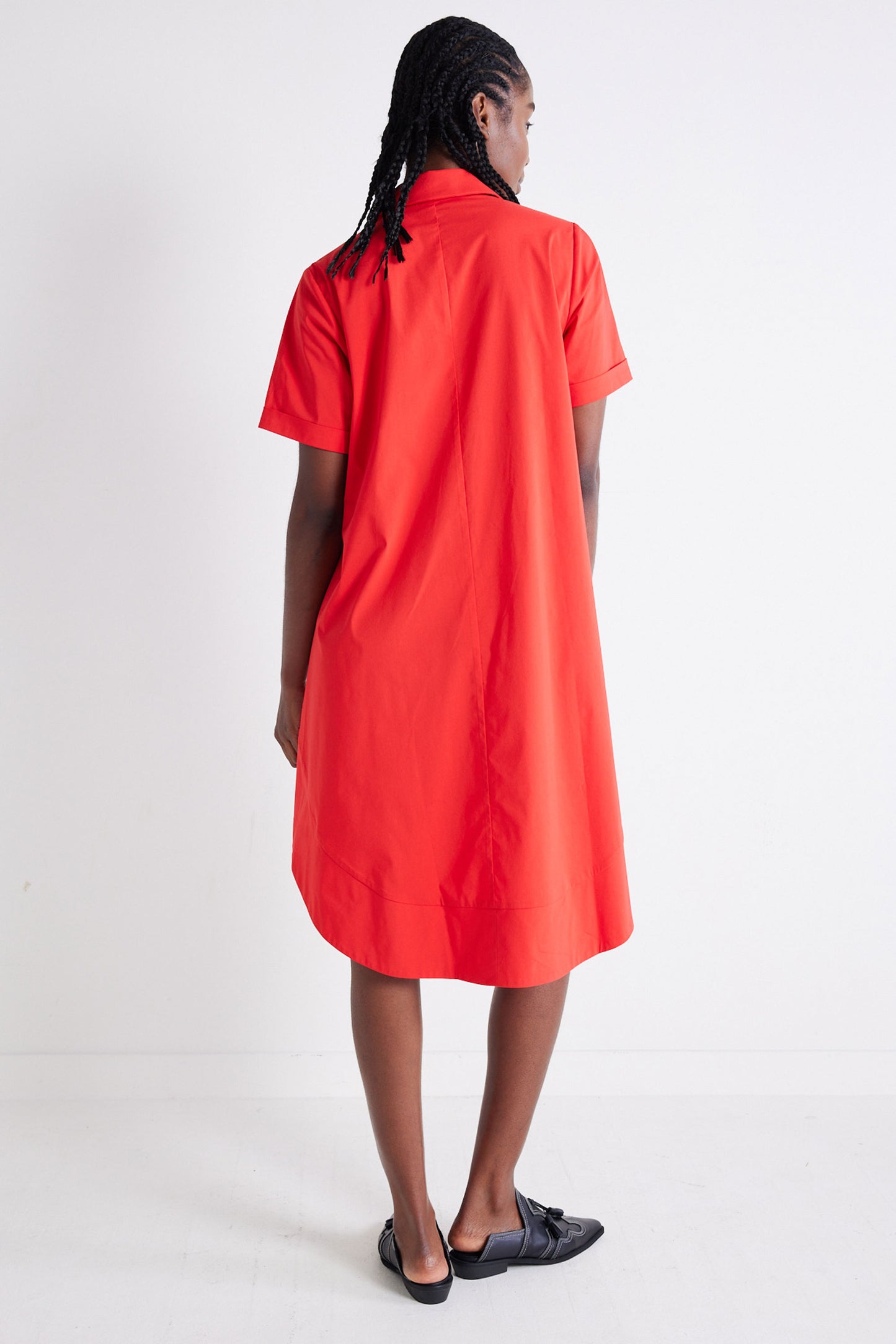 Oversized Pinch Waist Poplin Dress