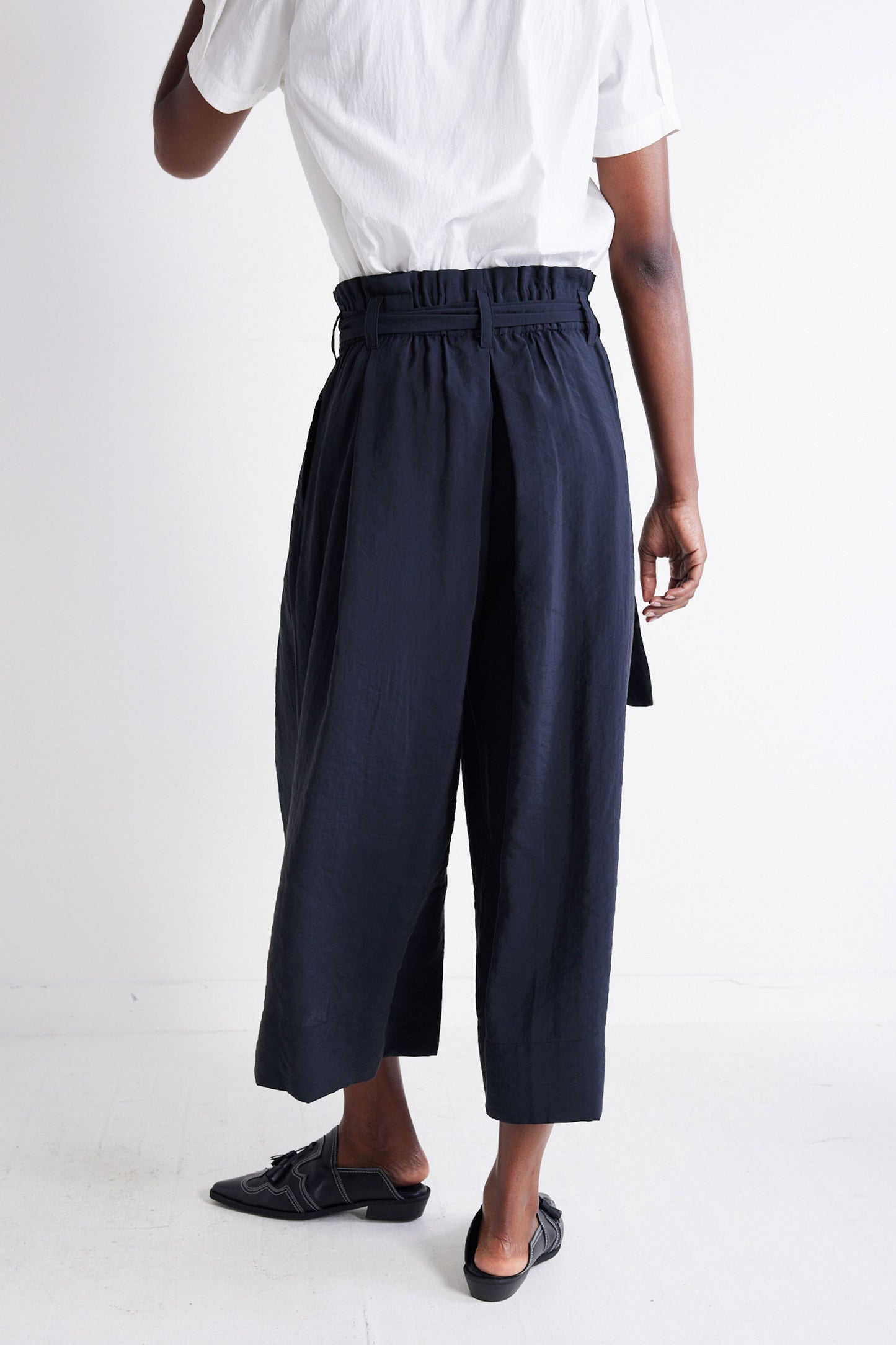 Light Poplin Paperbag Wide Leg Pants