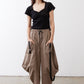 Black square-neck short-sleeve top with ruched front detail