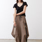 Walnut brown wide-leg pants with elastic waistband, drawstring, and hanging side pocket