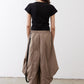 Wide-leg drawstring pants in walnut brown, elastic waist, relaxed cropped silhouette