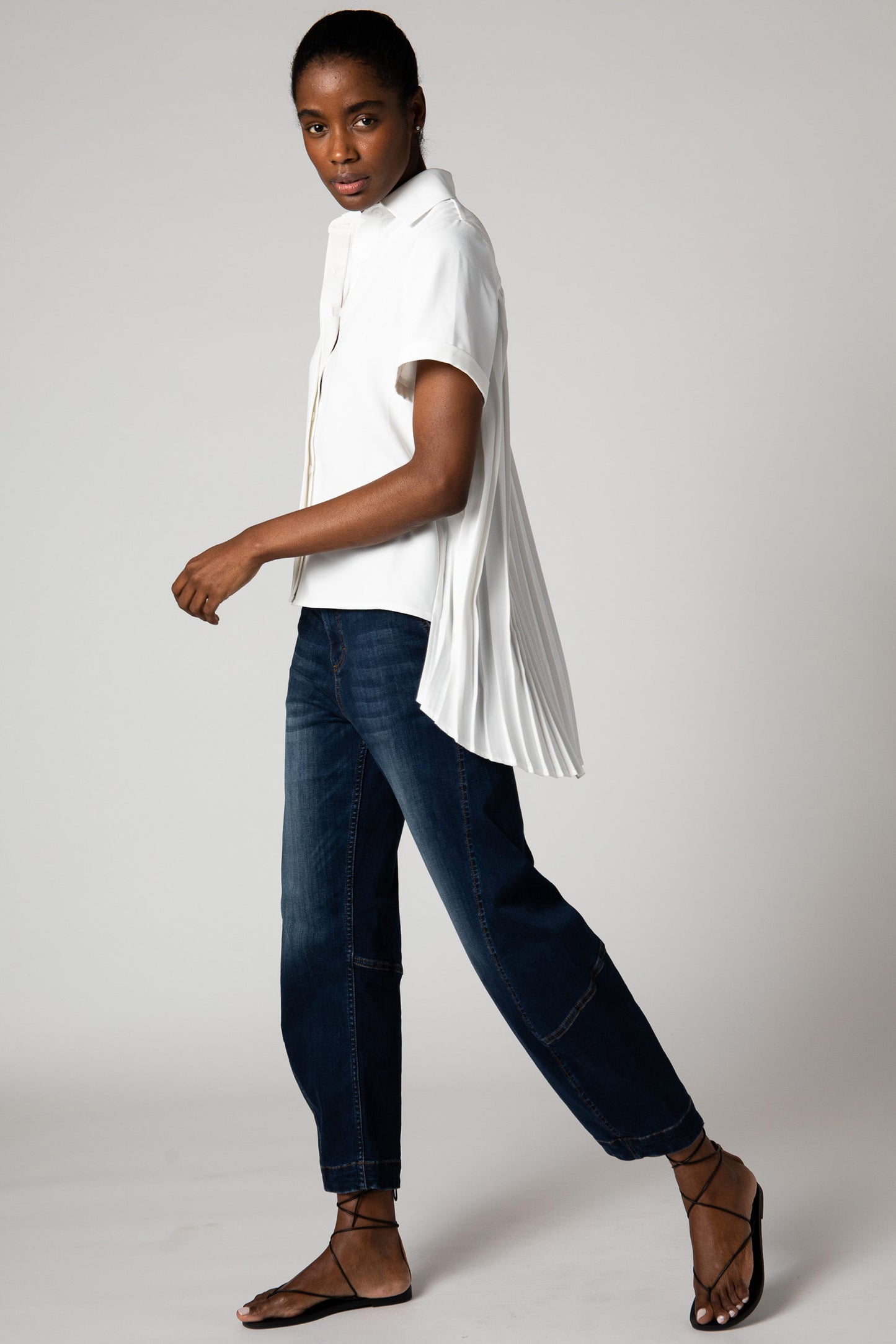 Petite Look In The Back Pleated Blouse