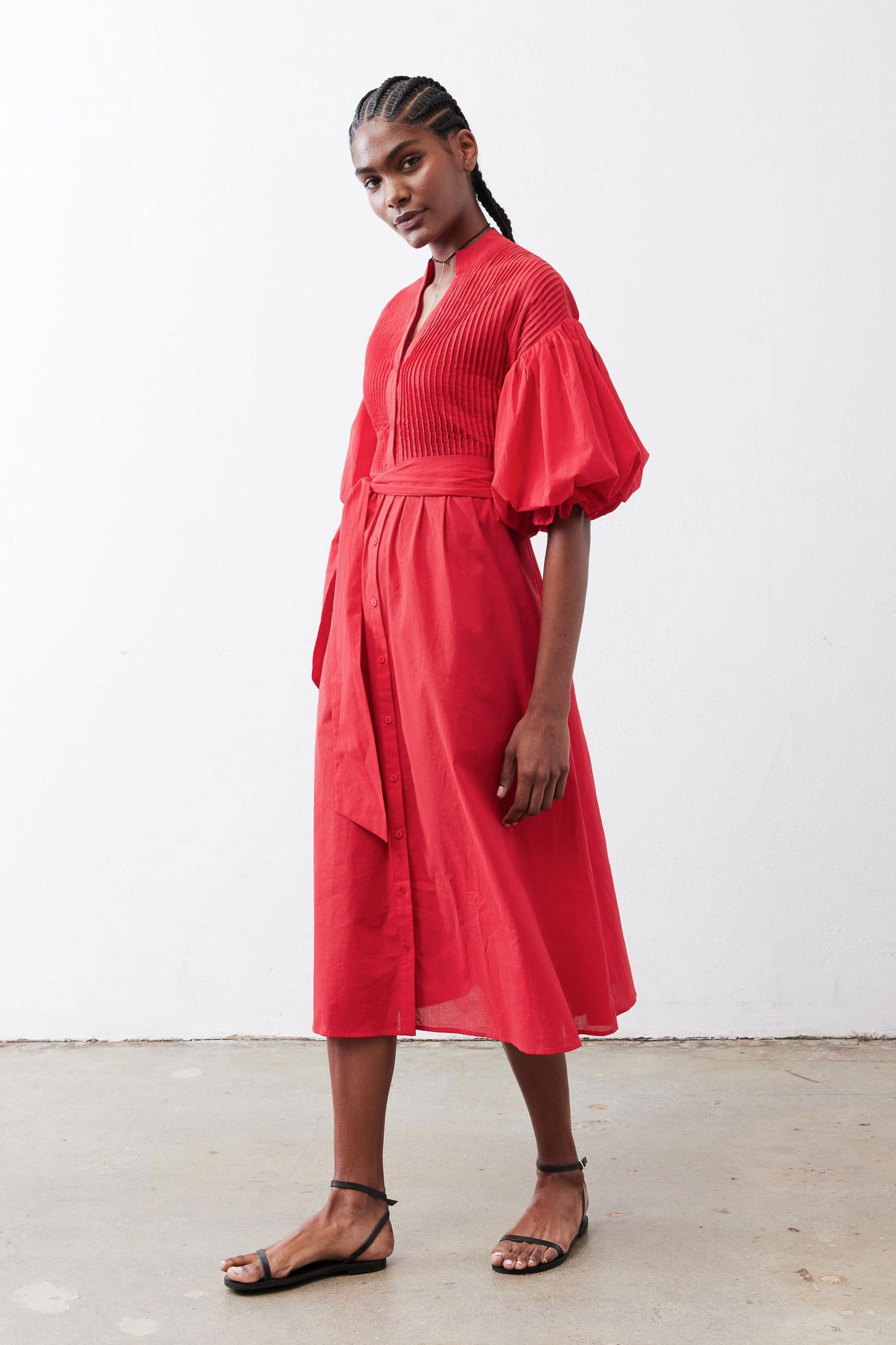 Pintuck Poplin Dress