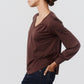 Pleat Detail Long Sleeve V Neck